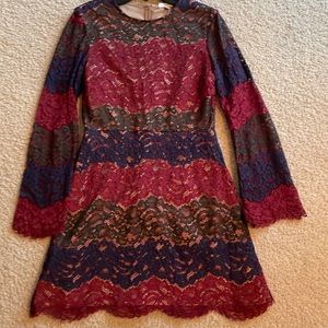 Maroon multi-colored dress